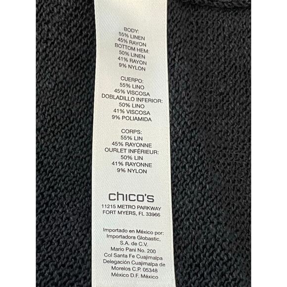 Chico's Blouse XL Black Open Knit Layering Beachy Boho Whimsygoth Swim Cover - Picture 6 of 6
